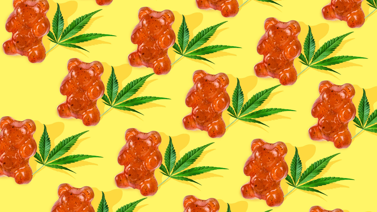 CBGA: A selection of gummies and cannabis leaves